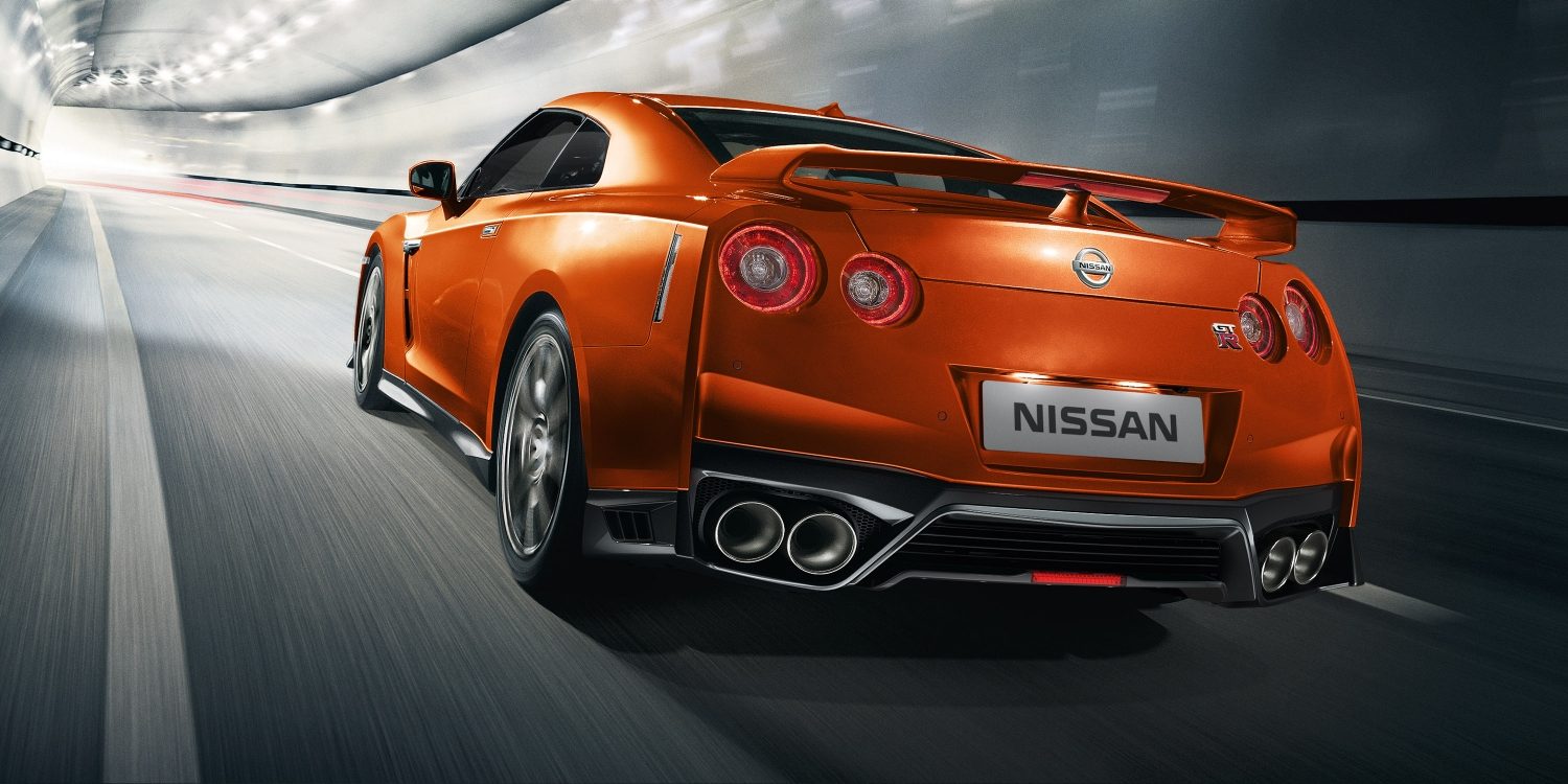 Nissan GT-R high-speed in tunnel